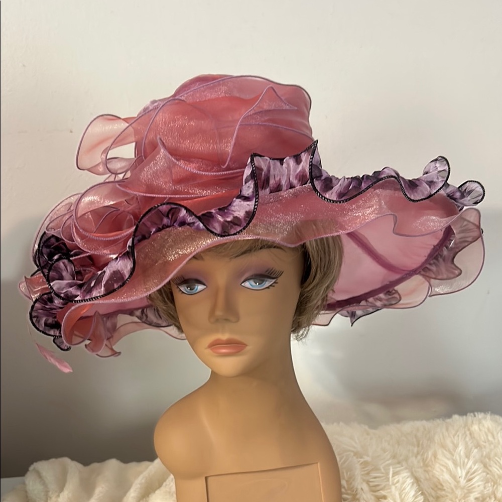 Elegant Pink Ruffled Women's Hat